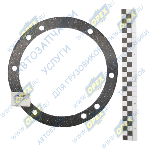 543266-3502077 Прокладка крышки сальника задней ступицы МАЗ (ф180х225; 8отв.ф10, маслоуловителя); (0.6) Techno Drive1